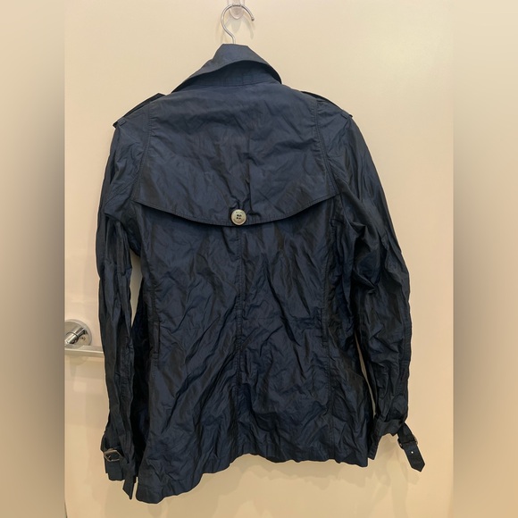 BURBERRY London Blue Polyester Short Trench Coat Size 6 - Picture 10 of 12